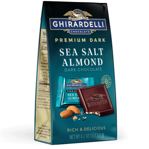 ghirardelli Premium Dark Sea Salt Almond Dark Chocolate Squares 4.1 oz Bag (Case of 6)